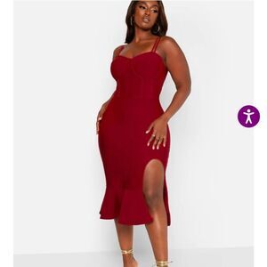 Rebdolls Femme and Fierce Peplum Bandage Midi Dress Size 4x NWT